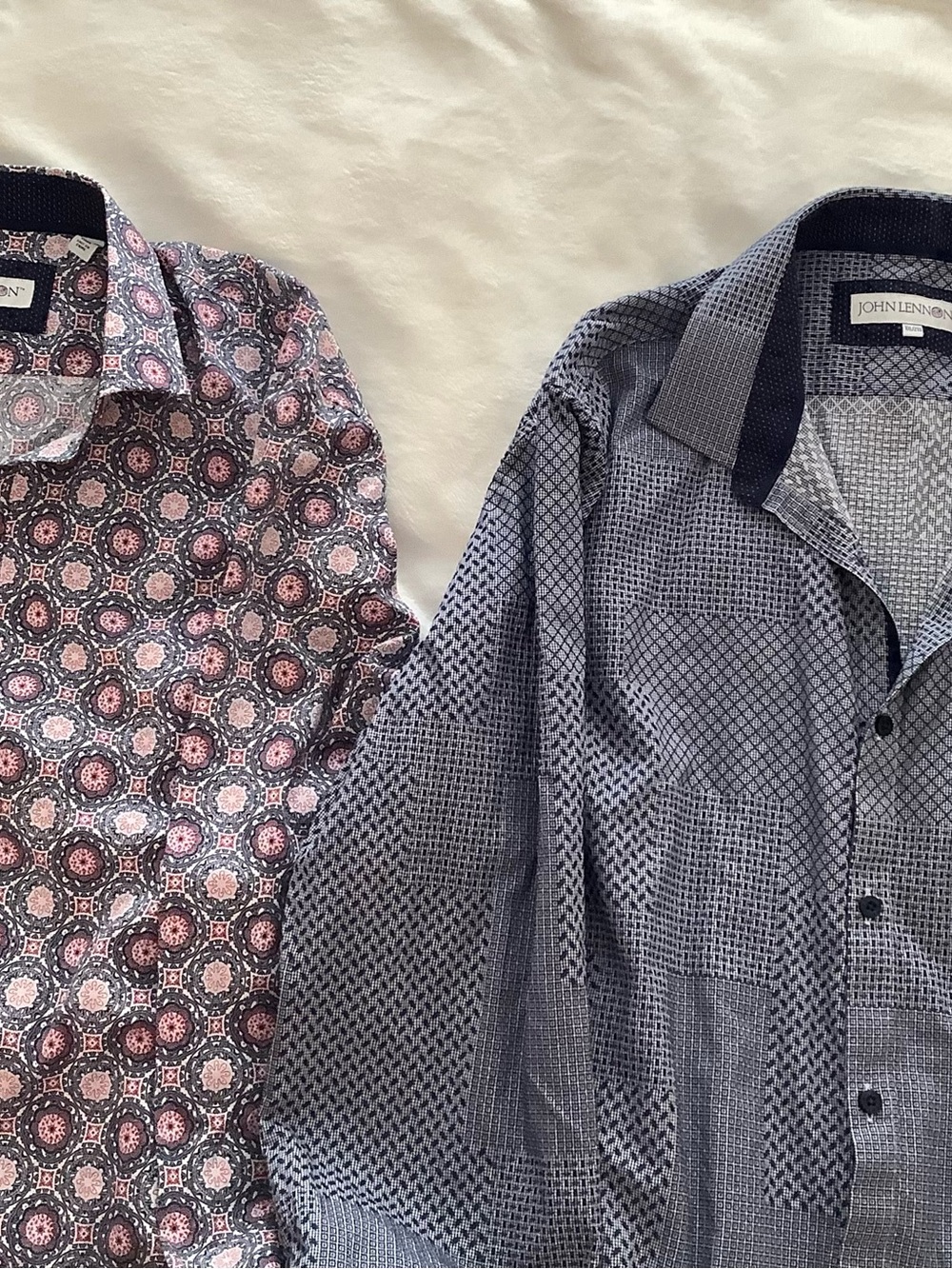 2 Blue Patterned Men's Shirt - Modern Button-Up
